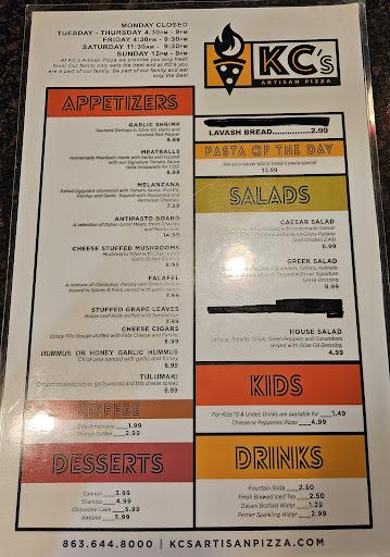 KC's Artisan Pizza and Wine Bar Menu image 9